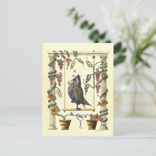 Vogelvogel op zinging briefkaart (Staand voorkant)