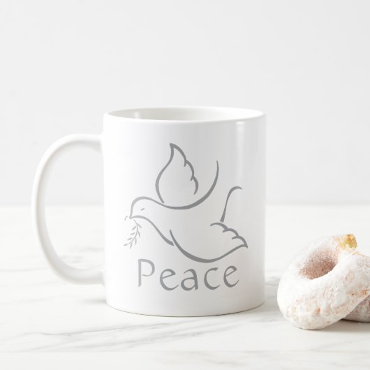 Vogelvogel van de moderne minimale witte dove-fees koffiemok (Met donut)