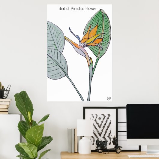 Vogelvogel van de Paradijsbloem Poster (Thuiskantoor)
