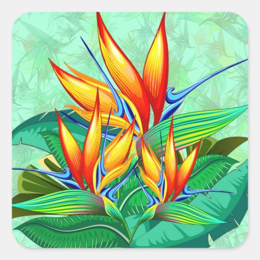 Vogelvogel van de Paradise Flower Exotic Natuur Vierkante Sticker (Voorkant)