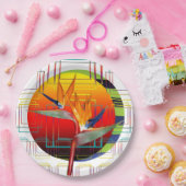 Vogelvogel van de Paradise Flower Geometric Tropic Papieren Bordje (Feest)