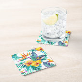 Vogelvogel van het paradijs en het orchidee Patroo Kartonnen Onderzetters (Insitu)