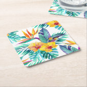 Vogelvogel van het paradijs en het orchidee Patroo Kartonnen Onderzetters (Schuin)