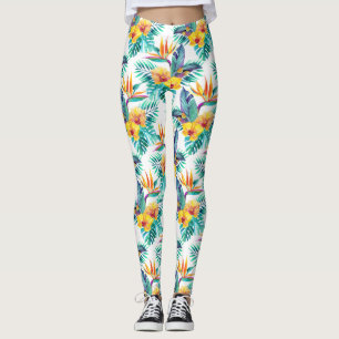 Vogelvogel van het paradijs en het orchidee Patroo Leggings