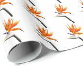 Vogelvogel van het Paradise Oranje Tropische Bloem Cadeaupapier (Rol Hoek)