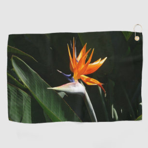 Vogelvogel van het Paradise Oranje Tropische Bloem Golfhanddoek