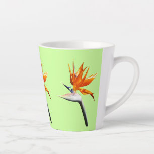 Vogelvogel van het Paradise Oranje Tropische Bloem Latte Mok