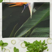 Vogelvogel van het Paradise Oranje Tropische Bloem Theedoek (Gevouwen)