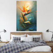 Vogelvogel van paradijsolie canvas afdruk (Insitu (Slaapkamer))