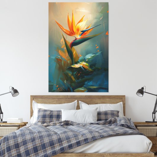 Vogelvogel van paradijsolie canvas afdruk (Insitu (Slaapkamer))