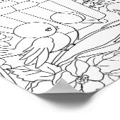 Vogelvogelbloemenboomkleuring volwassen kleur poster (Hoek)