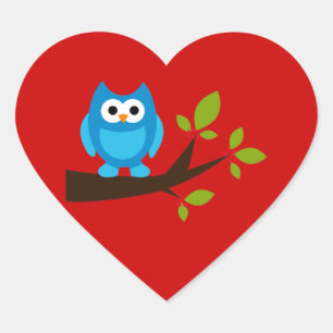 Vogelvogels Blauwe Kuif Cartoon Hart Sticker