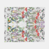 Vogelvogels Bloem Vloertuinbouillon Fleece Deken (Voorkant (Horizontaal))