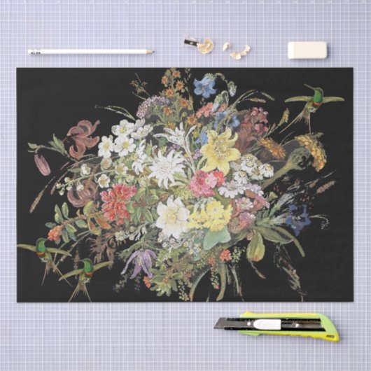 Vogelvogels bloemen Bouquet Weefpapier Tissuepapier (Craft)