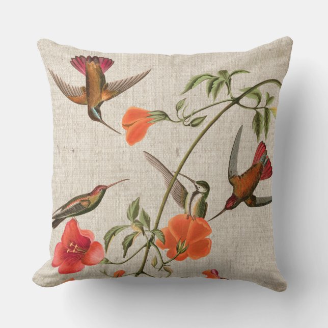 Vogelvogels bloemen dieren Audubon Pillow Kussen (Voorkant)