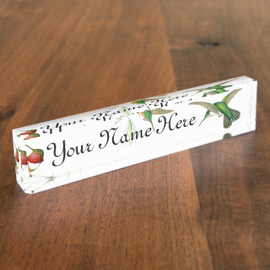 Vogelvogels bloemen in het wild levende dieren naambordje (Zijkant)