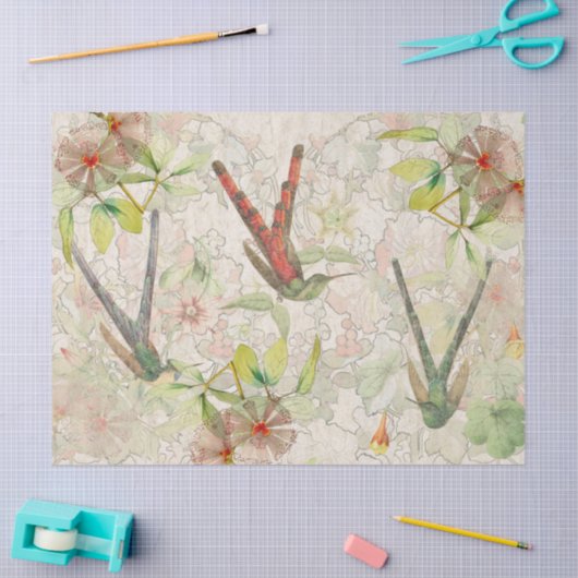 Vogelvogels bloemen vederlijk weefselpapier tissuepapier (Craft)