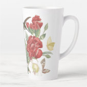 Vogelvogels Butterfly Red Rose Flowers Latte Mok (Rechts)
