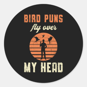 Vogelvogels die vogelpels bekijken vliegen over mi ronde sticker