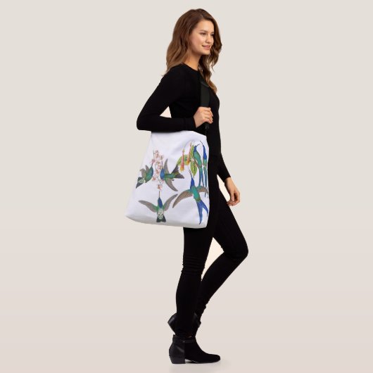 Vogelvogels Dierbloemen Schouder Canvas tas (Op model)