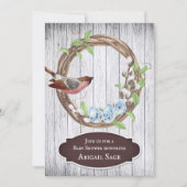 Vogelvogels, eieren en schrammen op Baby shower va Kaart (Voorkant)