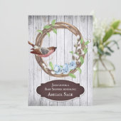 Vogelvogels, eieren en schrammen op Baby shower va Kaart (Staand voorkant)