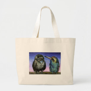 Vogelvogels en geweven dieren grote tote bag
