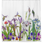 Vogelvogels en Iris Flowers Floral Curtain Douchegordijn (Voorkant)