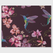 Vogelvogels en orchidee exotische tropische bloeme cadeaupapier (Vlak)