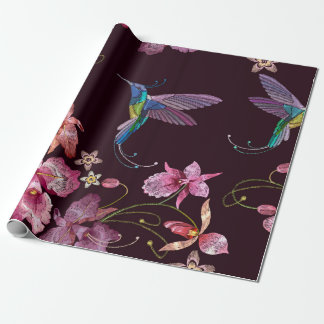 Vogelvogels en orchidee exotische tropische bloeme cadeaupapier
