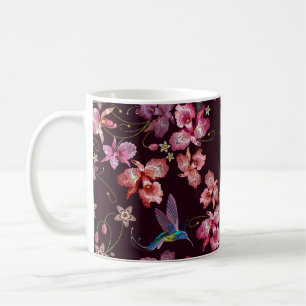 Vogelvogels en orchidee exotische tropische bloeme koffiemok