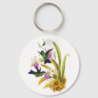 Vogelvogels en Paarse orchideeën Sleutelhanger