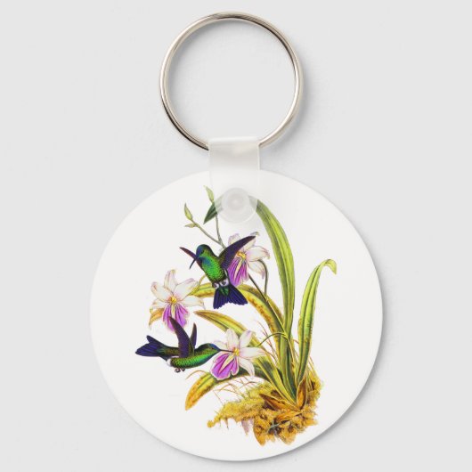 Vogelvogels en Paarse orchideeën Sleutelhanger (Voorkant)