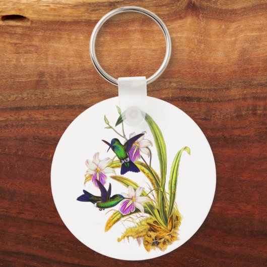 Vogelvogels en Paarse orchideeën Sleutelhanger (Voorkant)