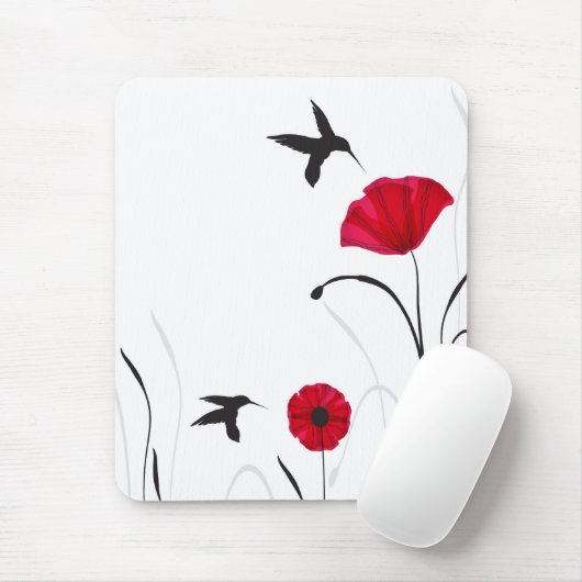 Vogelvogels en papavers muismat (Met muis)