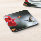 Vogelvogels en rode fluiten bier onderzetter (Linkerzijde)