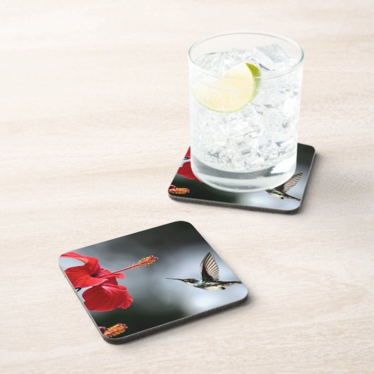 Vogelvogels en rode fluiten bier onderzetter (Rechterzijde)
