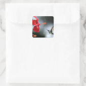 Vogelvogels en rode fluiten vierkante sticker (Tas)
