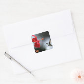 Vogelvogels en rode fluiten vierkante sticker (Envelop)