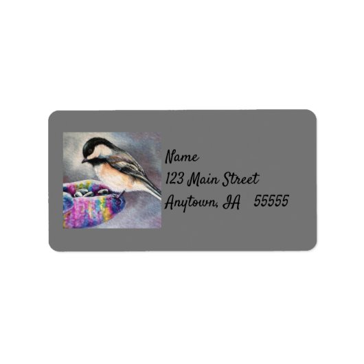 Vogelvogels eten uit de hand van de Waterverf Etiket (Voorkant)