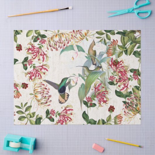 Vogelvogels Honeysuckle Flowers Weefpapier Tissuepapier (Craft)
