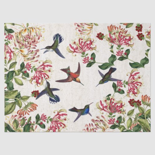 Vogelvogels Honeysuckle Flowers Weefpapier Tissuepapier (Voorkant)