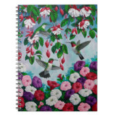 Vogelvogels in de bloemenhok van Fuchsia Notitieboek (Voorkant)