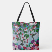 Vogelvogels in de bloemenhok van Fuchsia Tote Bag (Achterkant)
