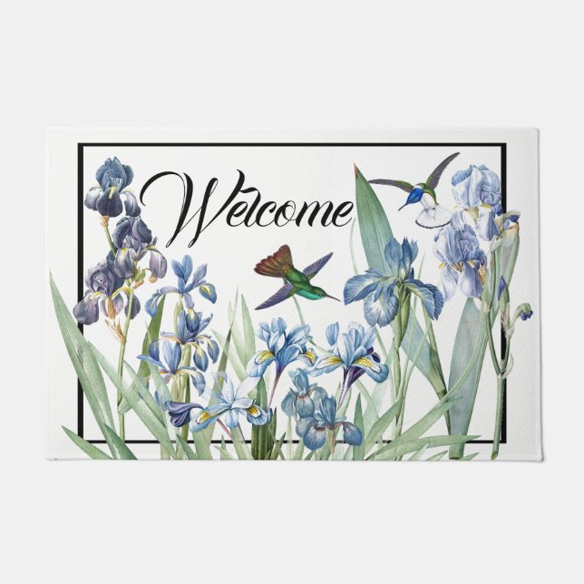Vogelvogels Iris Flower Welcome Doormat Deurmat (Voorkant)