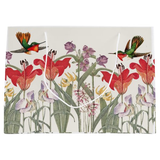 Vogelvogels Lily Flowers Garden Gift Bag Groot Cadeauzakje (Voorkant)