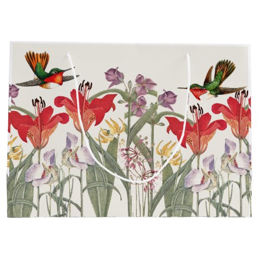 Vogelvogels Lily Flowers Garden Gift Bag Groot Cadeauzakje (Achterkant)