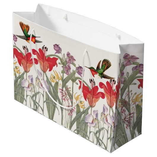 Vogelvogels Lily Flowers Garden Gift Bag Groot Cadeauzakje (Achterkant Gekanteld)
