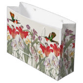 Vogelvogels Lily Flowers Garden Gift Bag Groot Cadeauzakje (Voorkant Gekanteld)