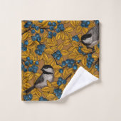 Vogelvogels op blauwbes-takken bad handdoek (Wasdoekje)